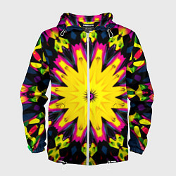 Ветровка с капюшоном мужская Звездный калейдоскоп, цвет: 3D-белый