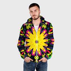 Ветровка с капюшоном мужская Звездный калейдоскоп, цвет: 3D-белый — фото 2