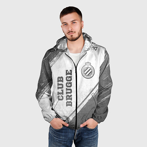 Мужская ветровка Club Brugge - white gradient вертикально / 3D-Черный – фото 3