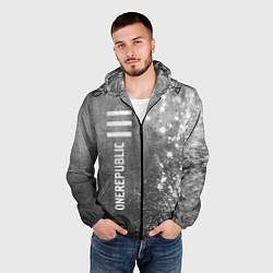 Ветровка с капюшоном мужская OneRepublic - grey gradient по-вертикали, цвет: 3D-черный — фото 2