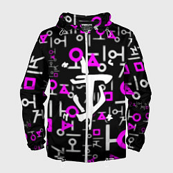 Ветровка с капюшоном мужская Doom неоновый паттерн, цвет: 3D-белый