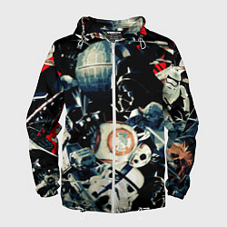 Ветровка с капюшоном мужская Звездные войны персонажи, цвет: 3D-белый