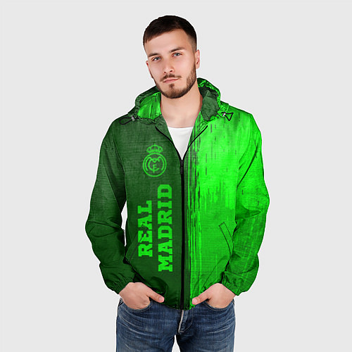 Мужская ветровка Real Madrid - green gradient по-вертикали / 3D-Черный – фото 3