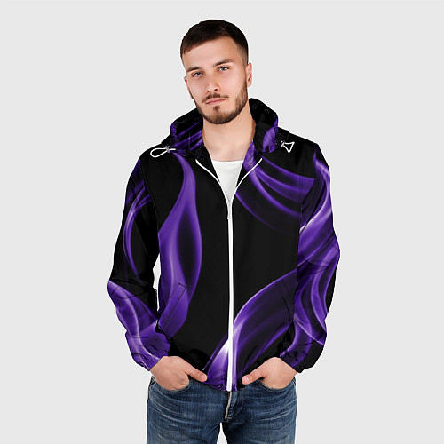 Мужская ветровка Purple abstraction / 3D-Белый – фото 3