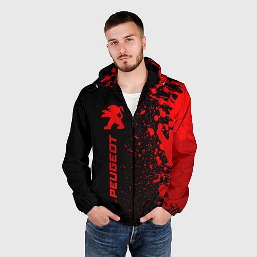 Мужская ветровка Peugeot - red gradient по-вертикали / 3D-Черный – фото 3