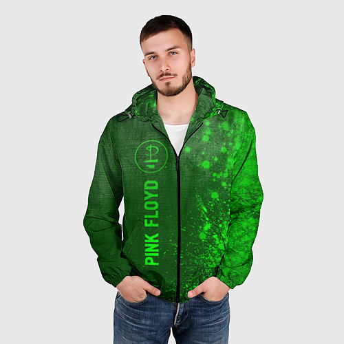 Мужская ветровка Pink Floyd - green gradient по-вертикали / 3D-Черный – фото 3
