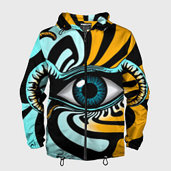 Ветровка с капюшоном мужская Глаз - психоделика, цвет: 3D-черный