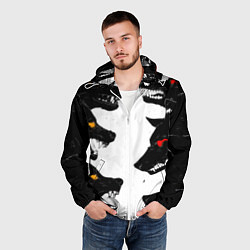 Ветровка с капюшоном мужская Волки со светящимися глазами, цвет: 3D-белый — фото 2