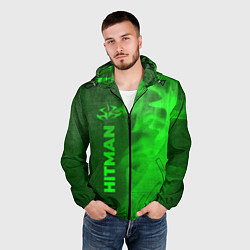 Ветровка с капюшоном мужская Hitman - green gradient по-вертикали, цвет: 3D-черный — фото 2