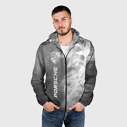 Ветровка с капюшоном мужская Porsche - grey gradient по-вертикали, цвет: 3D-черный — фото 2