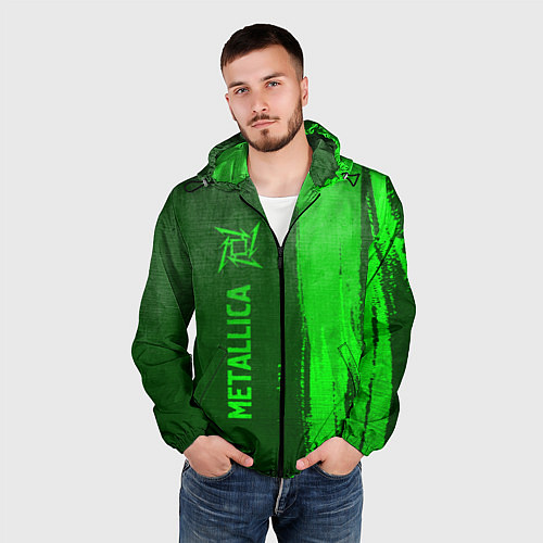 Мужская ветровка Metallica - green gradient по-вертикали / 3D-Черный – фото 3
