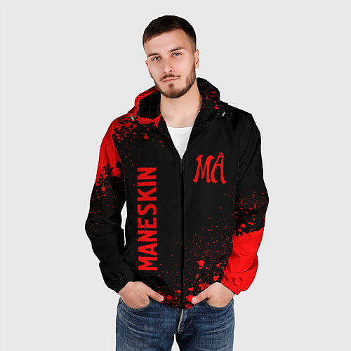 Мужская ветровка Maneskin - red gradient вертикально / 3D-Черный – фото 3