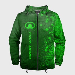 Ветровка с капюшоном мужская Great Wall - green gradient по-вертикали, цвет: 3D-черный