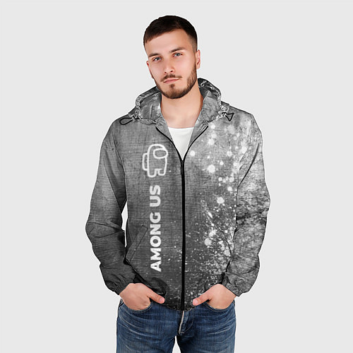 Мужская ветровка Among Us - grey gradient по-вертикали / 3D-Черный – фото 3