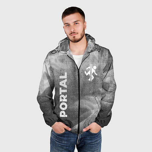 Мужская ветровка Portal - grey gradient вертикально / 3D-Черный – фото 3