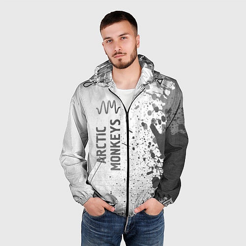 Мужская ветровка Arctic Monkeys - white gradient по-вертикали / 3D-Черный – фото 3