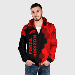 Ветровка с капюшоном мужская Forza Horizon - red gradient по-вертикали, цвет: 3D-черный — фото 2