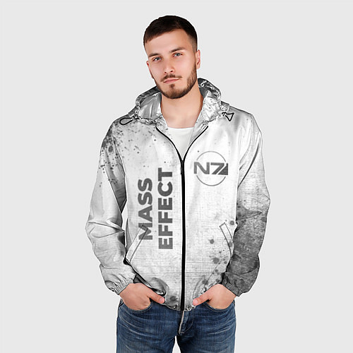 Мужская ветровка Mass Effect - white gradient вертикально / 3D-Черный – фото 3