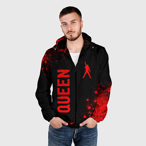 Мужская ветровка Queen - red gradient вертикально / 3D-Черный – фото 3