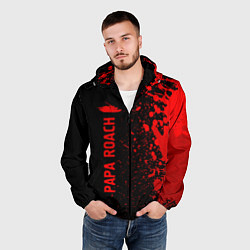 Ветровка с капюшоном мужская Papa Roach - red gradient по-вертикали, цвет: 3D-черный — фото 2