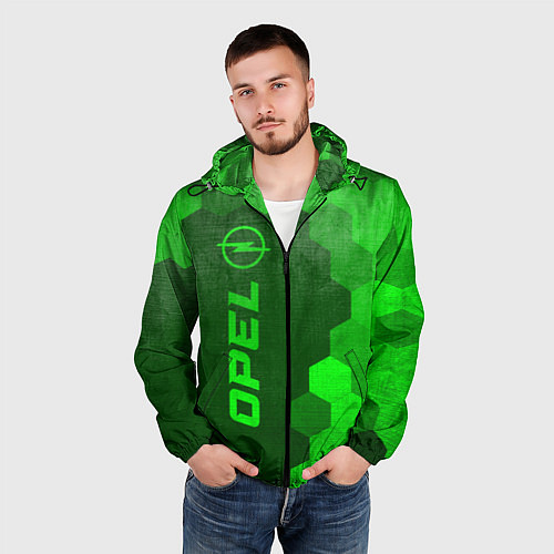 Мужская ветровка Opel - green gradient по-вертикали / 3D-Черный – фото 3
