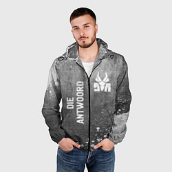 Ветровка с капюшоном мужская Die Antwoord - grey gradient вертикально, цвет: 3D-черный — фото 2