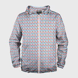 Ветровка с капюшоном мужская Красно-синие фигуры на белом фоне, цвет: 3D-белый