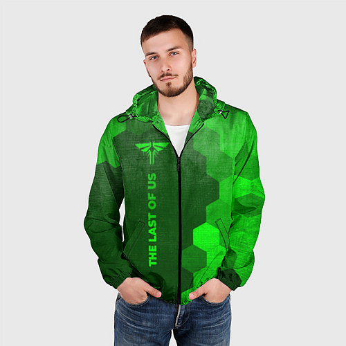 Мужская ветровка The Last Of Us - green gradient по-вертикали / 3D-Черный – фото 3