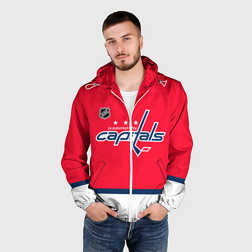 Мужская ветровка Вашингтон Кэпиталз хоккей / 3D-Белый – фото 3
