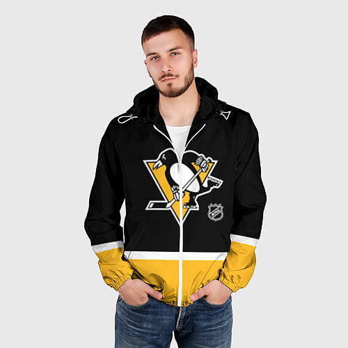 Мужская ветровка Питтсбург Пингвинз хоккей / 3D-Белый – фото 3