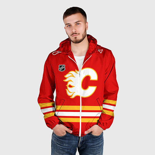 Мужская ветровка Калгари Флэймз хоккей / 3D-Белый – фото 3