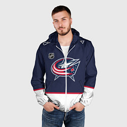 Ветровка с капюшоном мужская Коламбус Блю Джекетс хоккей, цвет: 3D-белый — фото 2