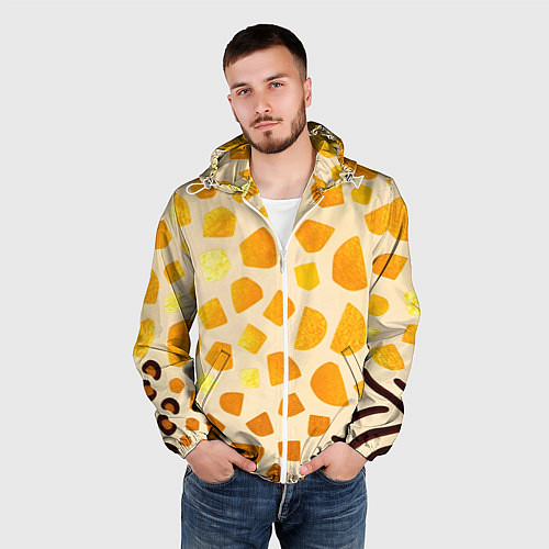 Мужская ветровка Золотистые пятна жирафа / 3D-Белый – фото 3