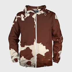 Ветровка с капюшоном мужская Коровий узор, цвет: 3D-белый