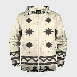 Ветровка с капюшоном мужская Африканские примитивные узоры, цвет: 3D-белый