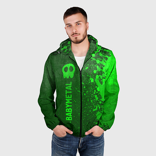 Мужская ветровка Babymetal - green gradient по-вертикали / 3D-Черный – фото 3