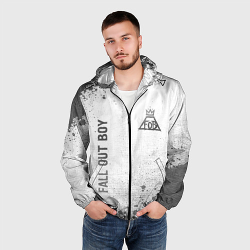 Мужская ветровка Fall Out Boy - white gradient вертикально / 3D-Черный – фото 3