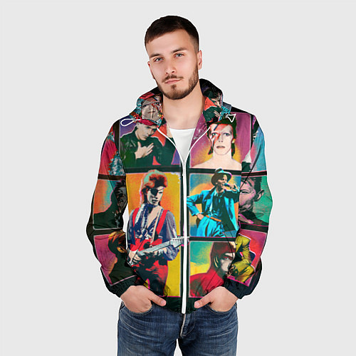 Мужская ветровка David Bowie vintage collage / 3D-Белый – фото 3