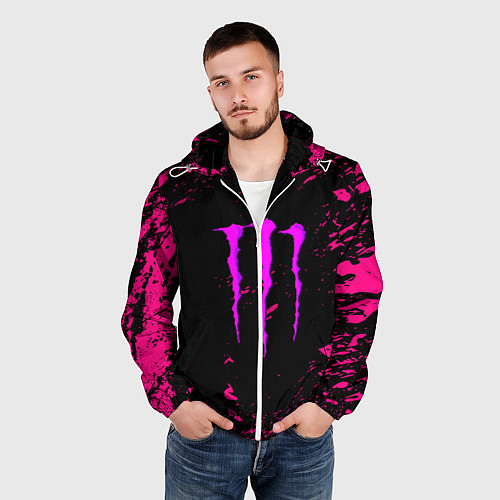 Мужская ветровка Monster energy неоновые краски лого / 3D-Белый – фото 3