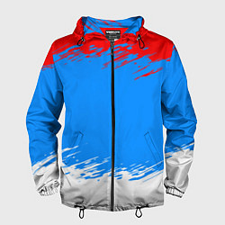 Ветровка с капюшоном мужская Патриот - флаг, цвет: 3D-черный