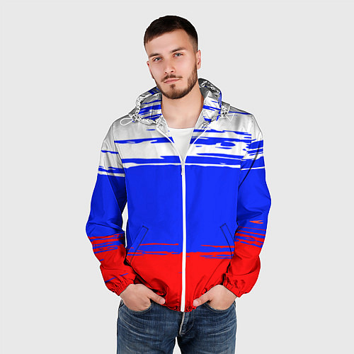 Мужская ветровка Патриот - флаг / 3D-Белый – фото 3