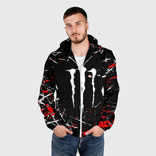 Мужская ветровка Monster energy штрихи / 3D-Белый – фото 3