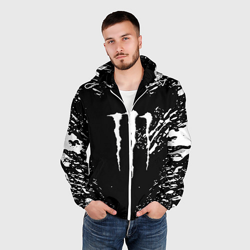 Мужская ветровка Monster energy white splash / 3D-Белый – фото 3