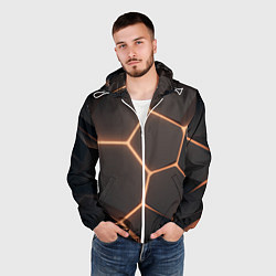 Ветровка с капюшоном мужская Серая текстура из сот, цвет: 3D-белый — фото 2