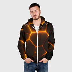 Ветровка с капюшоном мужская Оранжевое свечение текстура, цвет: 3D-белый — фото 2