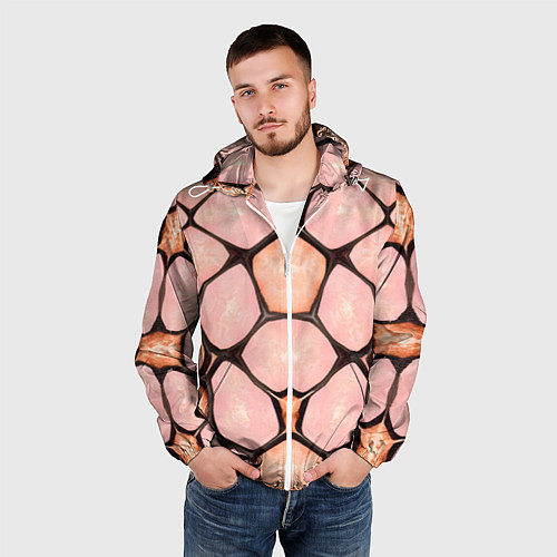 Мужская ветровка Розовые пятна жирафа / 3D-Белый – фото 3