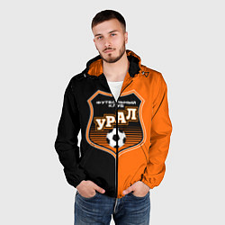 Ветровка с капюшоном мужская ФК Урал - оранжево черные, цвет: 3D-черный — фото 2