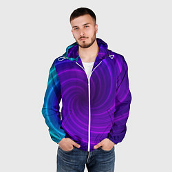 Ветровка с капюшоном мужская Фиолетовая спираль, цвет: 3D-белый — фото 2