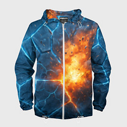 Ветровка с капюшоном мужская Взрыв из объемных плит, цвет: 3D-белый