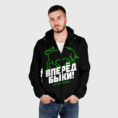 Мужская ветровка ФК Краснодар - вперед быки / 3D-Черный – фото 3